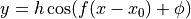 y = h \cos(f(x-x_0)+\phi)